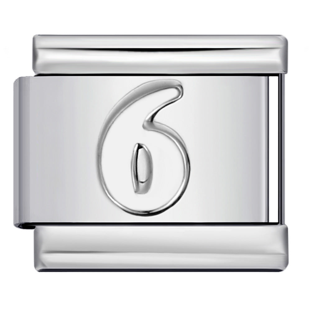 New titanium steel concave convex Arabic numerals DIY Italian module bracelet Italian Module