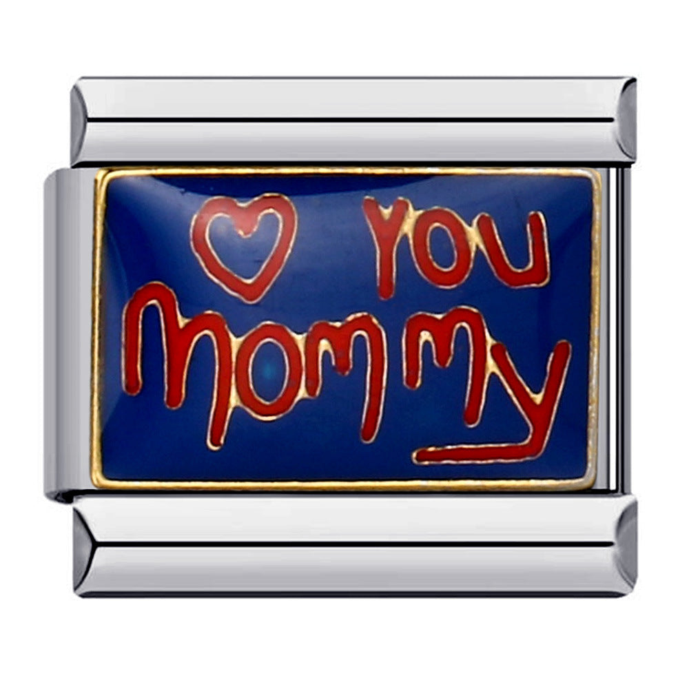 New Personalized English Italian Module Bracelet Titanium Steel Welding Drip Oil DIY Elastic Free Splicing Bracelet