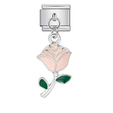 Italian Charm Module Bracelet Single Flower Handmade Pendant Titanium Steel Strap Chain