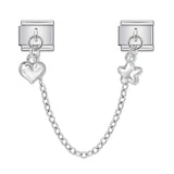 New Silver Double Pendant Italian Module Bracelet Stainless Steel Hook DIY Elastic Splicing Strap Chain