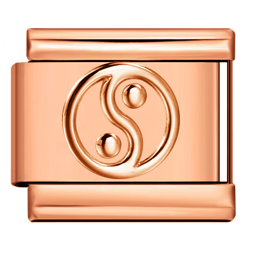 Rose Gold Titanium Steel Stamping Pattern DIY Italian Module Bracelet Italian Charm Bracelet