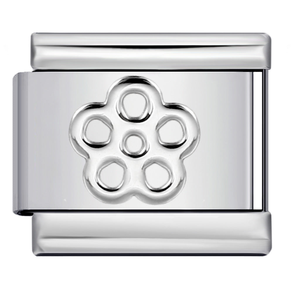 New Petal Stamping Series DIY Italian Module Bracelet Titanium Steel Gold Plated Drip Oil Splicing Strap Chain