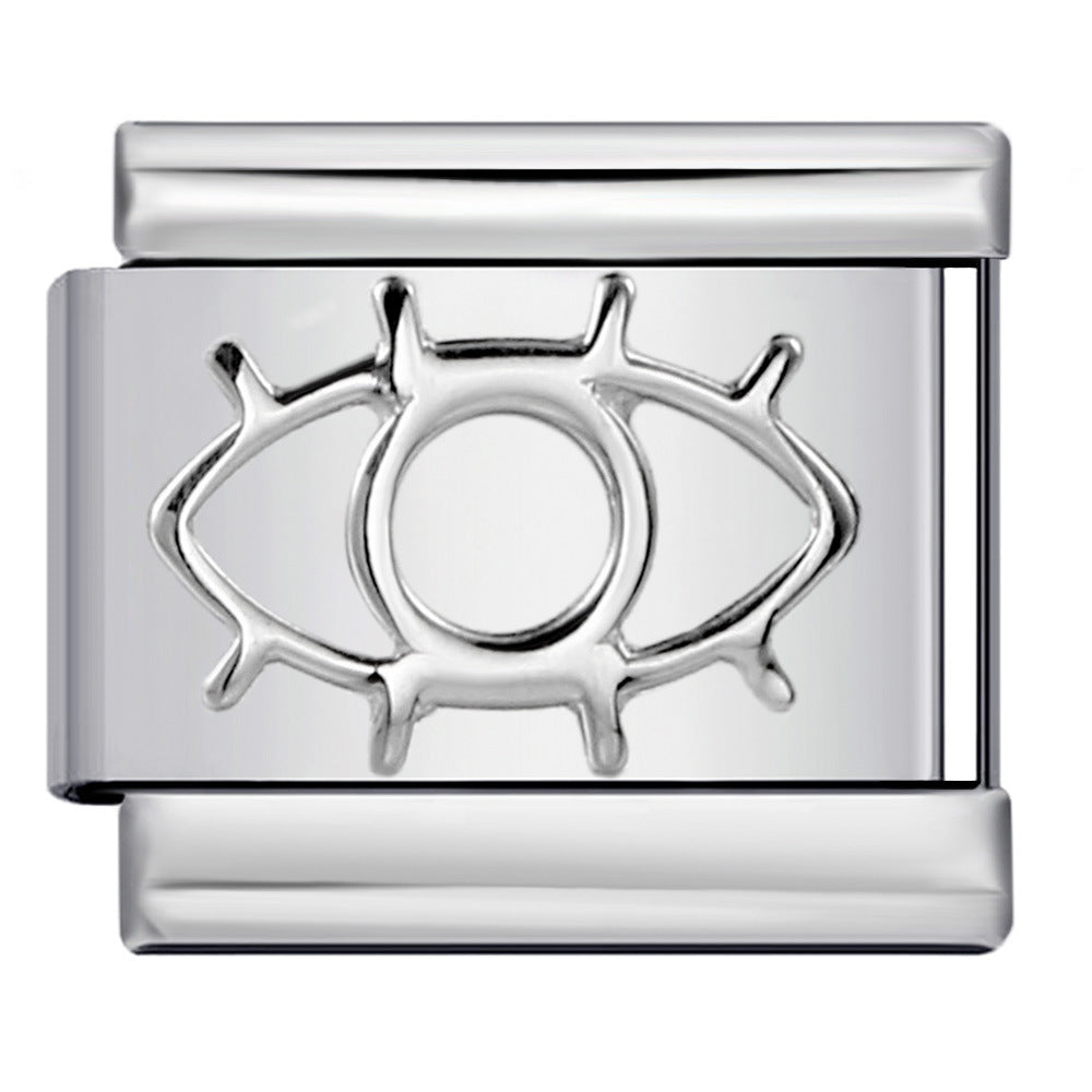 Titanium Steel Gold Silver Stamping Pattern DIY Italian Module Bracelet Italian Charm Bracelet