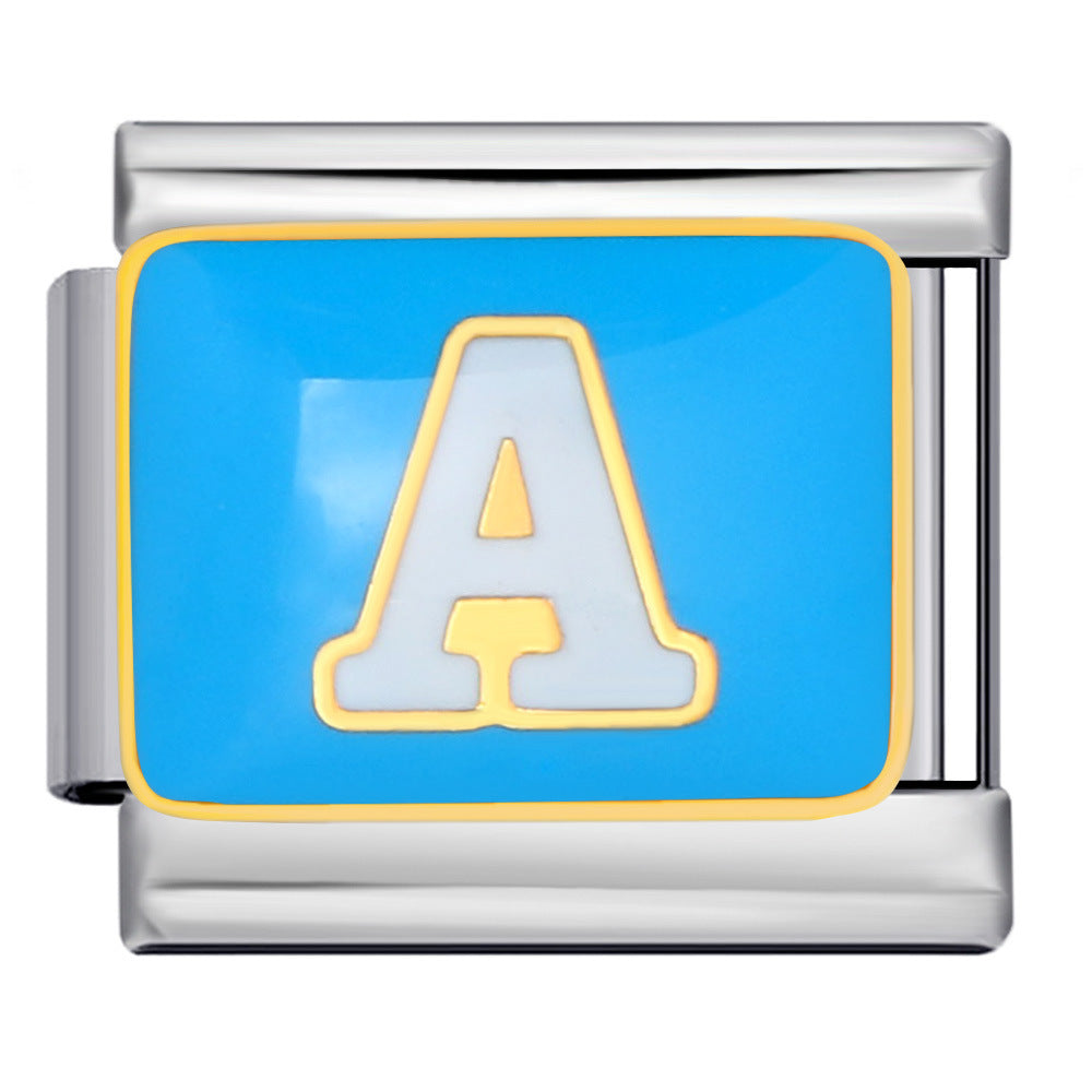 New Color Drip Oil Letter Italian Module Bracelet Titanium Steel Welding DIY Elastic Splicing Fashion Bracelet