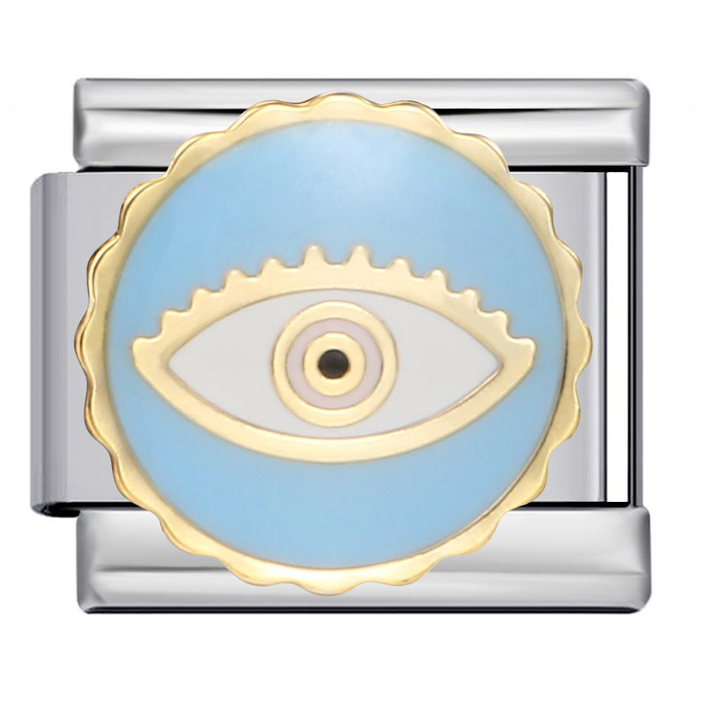 Italian Module Bracelet Devil's Eye Titanium Steel Welding Drip Oil Pattern DIY Elastic Splicing Personalized Strap Chain