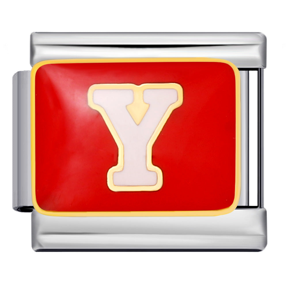 New Color Drip Oil Letter Italian Module Bracelet Titanium Steel Welding DIY Elastic Splicing Fashion Bracelet