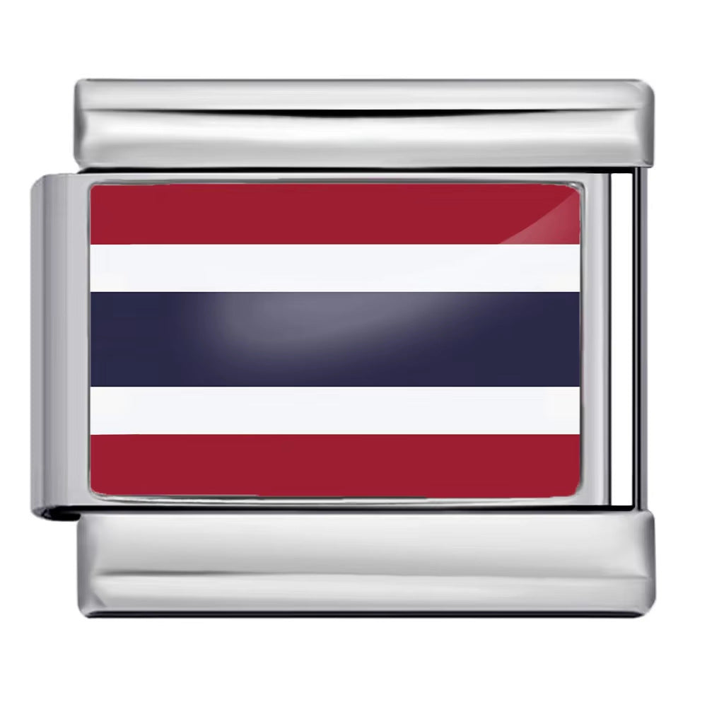 Hot Selling New World Flag Photo Dropper Series Titanium Steel DIY Italian Module Bracelet Accessories Wholesale