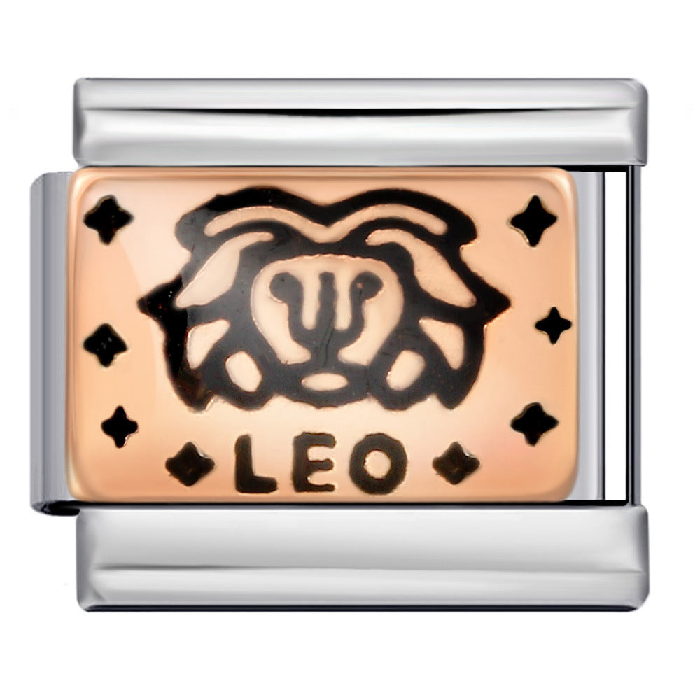 12 Zodiac Sign Italian Modular Bracelet Stainless Steel Gold Plated Enamel DIY Charm Bracelet Jewelry