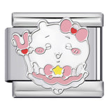 Titanium Steel Welding Drip Oil DIY Italian Module Bracelet Cute Cartoon Pattern Best Friend Girl Birthday Gift