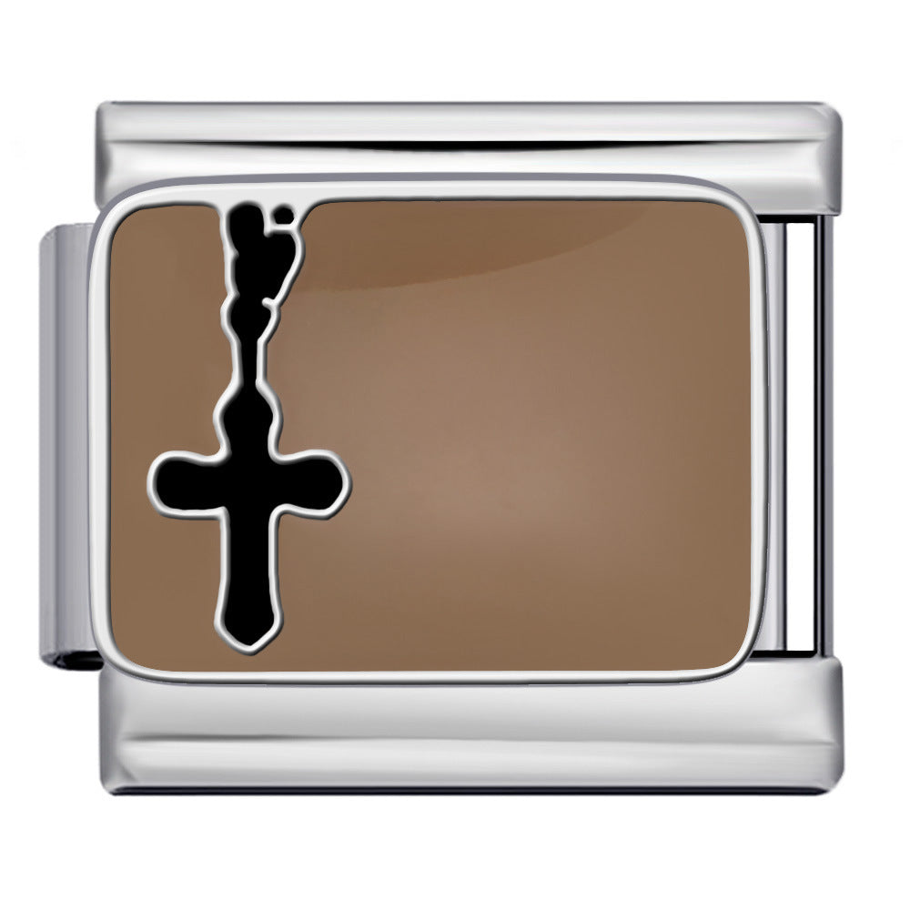 European and American Popular Fashion DIY Elastic Strap Chain Titanium Steel Welded Drip Oil Pattern Italian Module Bracelet