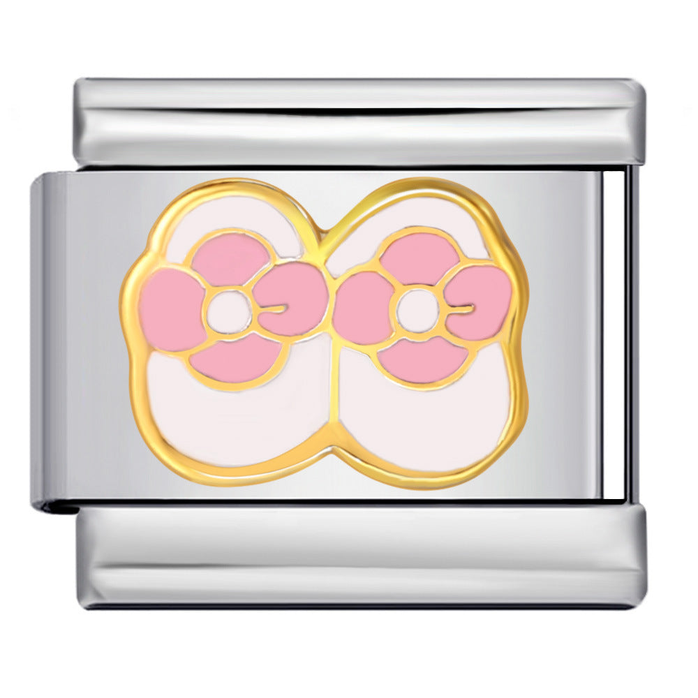 Student Graduation Pattern Italian Module Bracelet DIY Titanium Steel Welded Oil-Drip Elastic Splice Watch Strap Chain