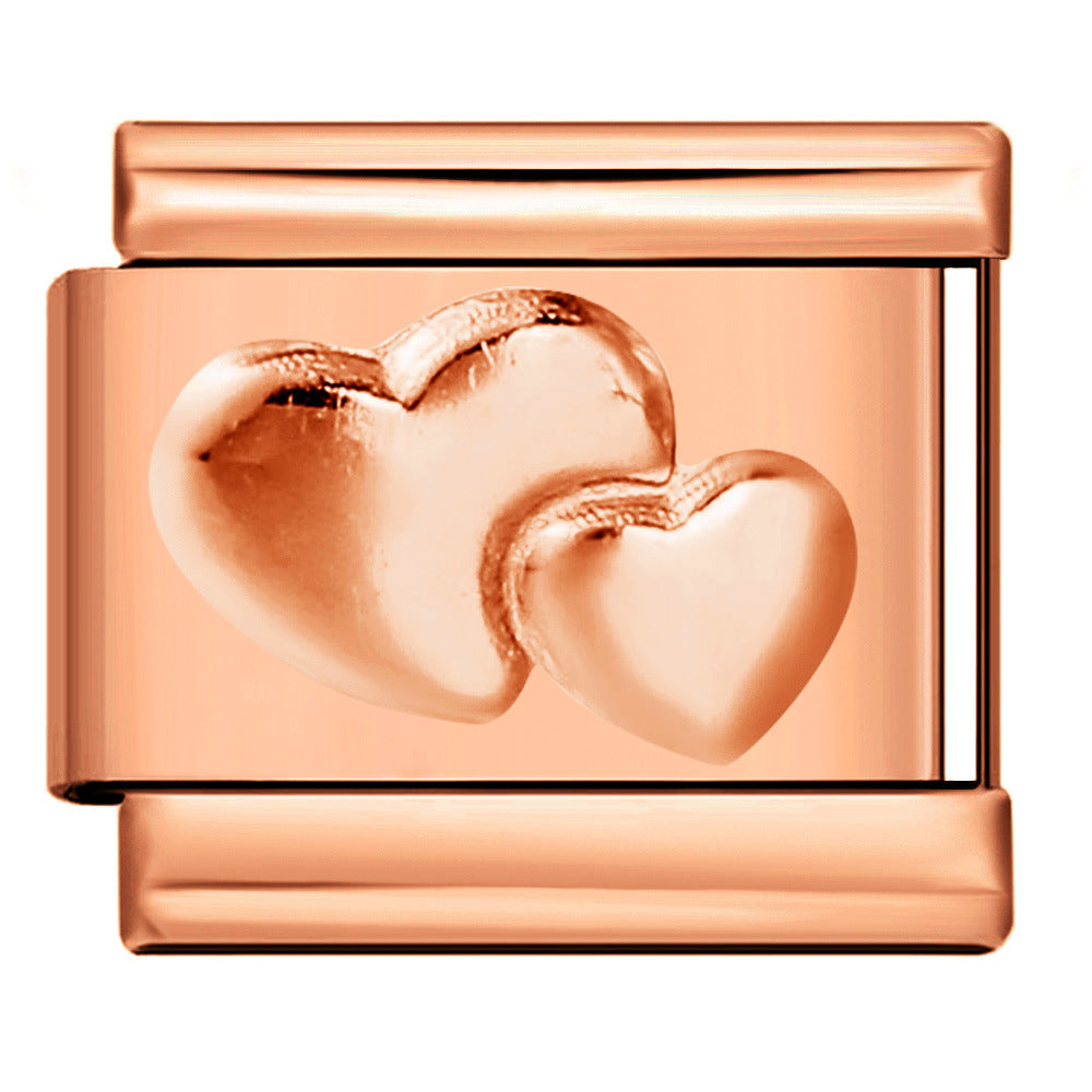 Rose Gold Titanium Steel Stamping Pattern DIY Italian Module Bracelet Italian Charm Bracelet