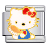 Cute Cartoon Cat Titanium Steel Welded Drip Bracelet DIY Italian Modular Charm Friendship Gift for Besties