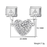 Micro Inlaid Zircon Heart-shaped Double Pendant Bracelet Accessory Titanium Steel DIY Free Splicing Italian Module Bracelet