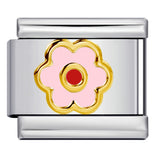 Color Drip Oil Petal Stamping Series DIY Italian Module Bracelet Titanium Steel Gold Plated Elastic Splicing Bracelet