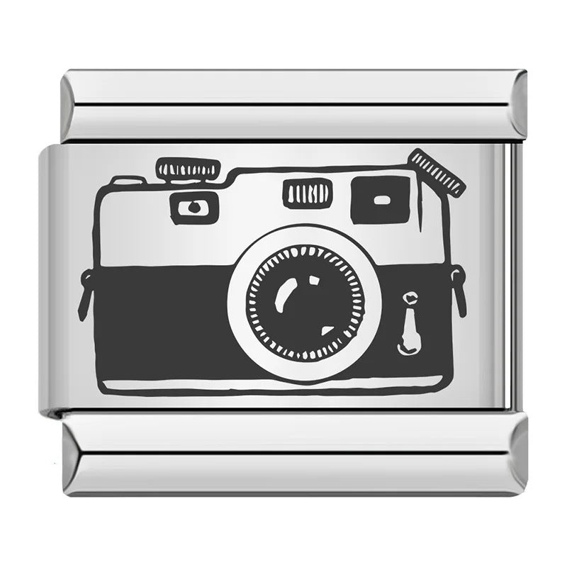 New Hat Backpack Pattern Italian Module Bracelet Titanium Steel Laser Carving DIY Strap Chain Wholesale