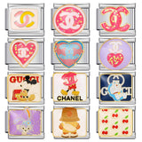 New DIY Italian Modular Bracelet Titanium Steel Gold Plated Welded Pattern Strap Chain Fashion Link Bracelet