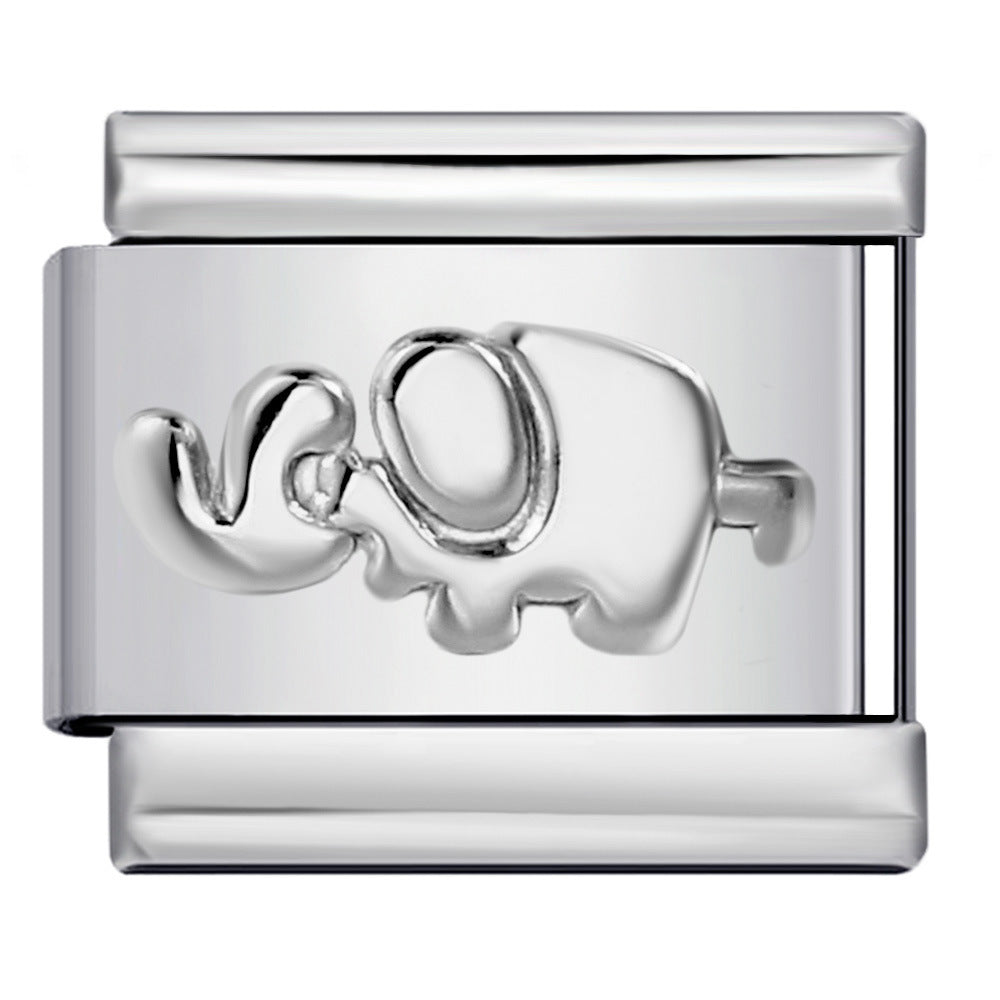 Titanium Steel Gold Silver Stamping Pattern DIY Italian Module Bracelet Italian Charm Bracelet