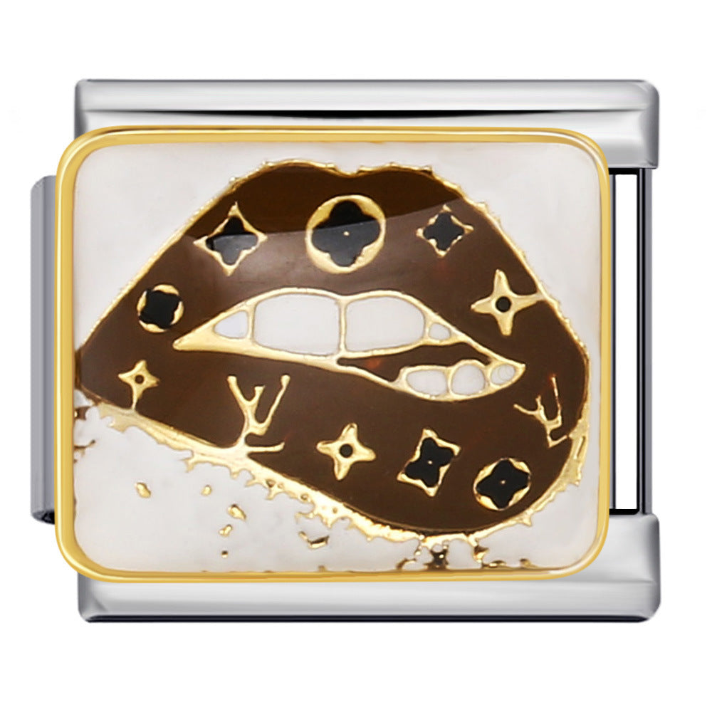 Valentine's Day Gift Perfume Lipstick Italian Module Bracelet Titanium Steel Gold Plated Welding DIY Watch Band Chain Bracelet