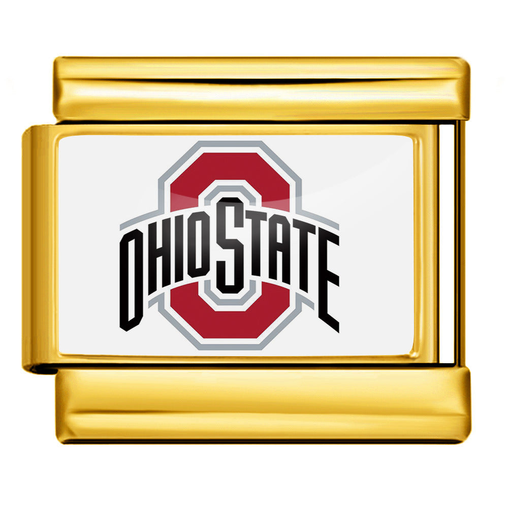 Photo Style Italian Module Bracelet with Angel Pattern Titanium Steel Welding, Gold Plating, Oil Dripping DIY Splicing Bracelet