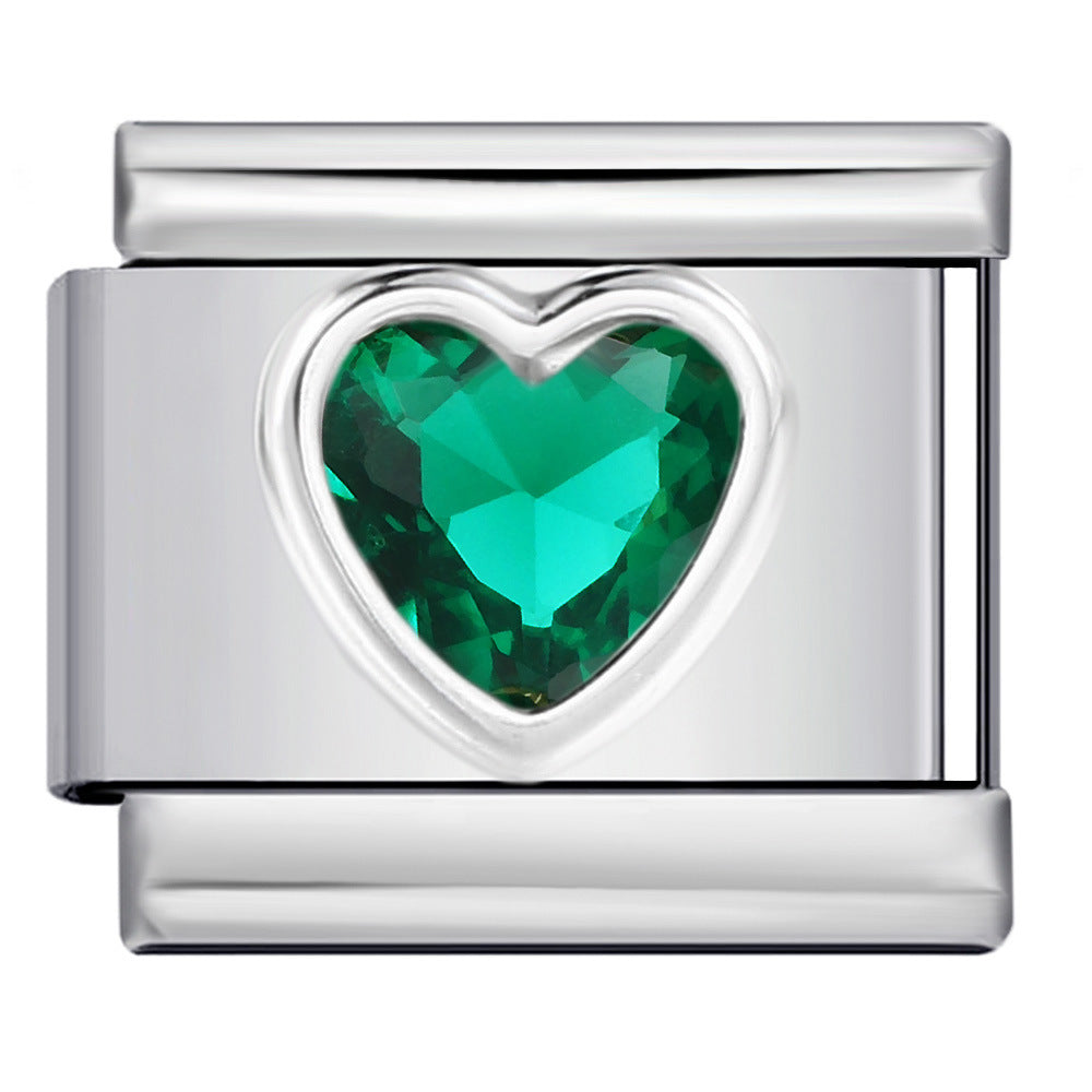 New Love Micro Inlaid Gemstone Italian Module Bracelet Stainless Steel Stamped Crystal Elastic Wristband Accessory