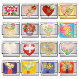 New Holiday Gift Floral Pattern Band Chain Titanium Steel Gold Plated Welded DIY Italian Modular Bracelet Wholesale