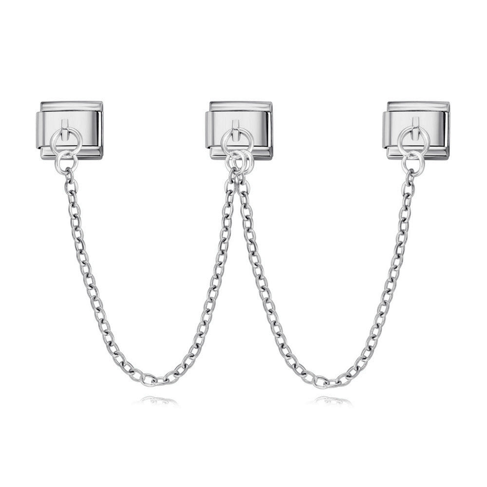 New Trendy Gold and Silver Double Chain Module Bracelet with Titanium Steel Splicing Bracelet DIY Jewelry Accessories