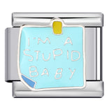 Stainless Steel Welded Gold-Plated Drip Oil DIY Personalized English Elastic Patchwork Bracelet - Italian Module Wholesale