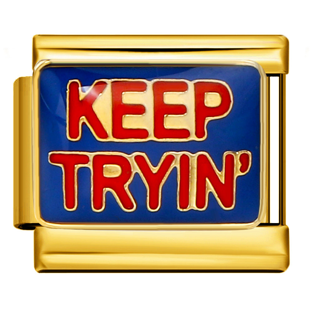 Gold Bottom Star Moon Blue Italian Module Bracelet DIY Jewelry Creative Accessories Detachable Titanium Steel Strap Chain