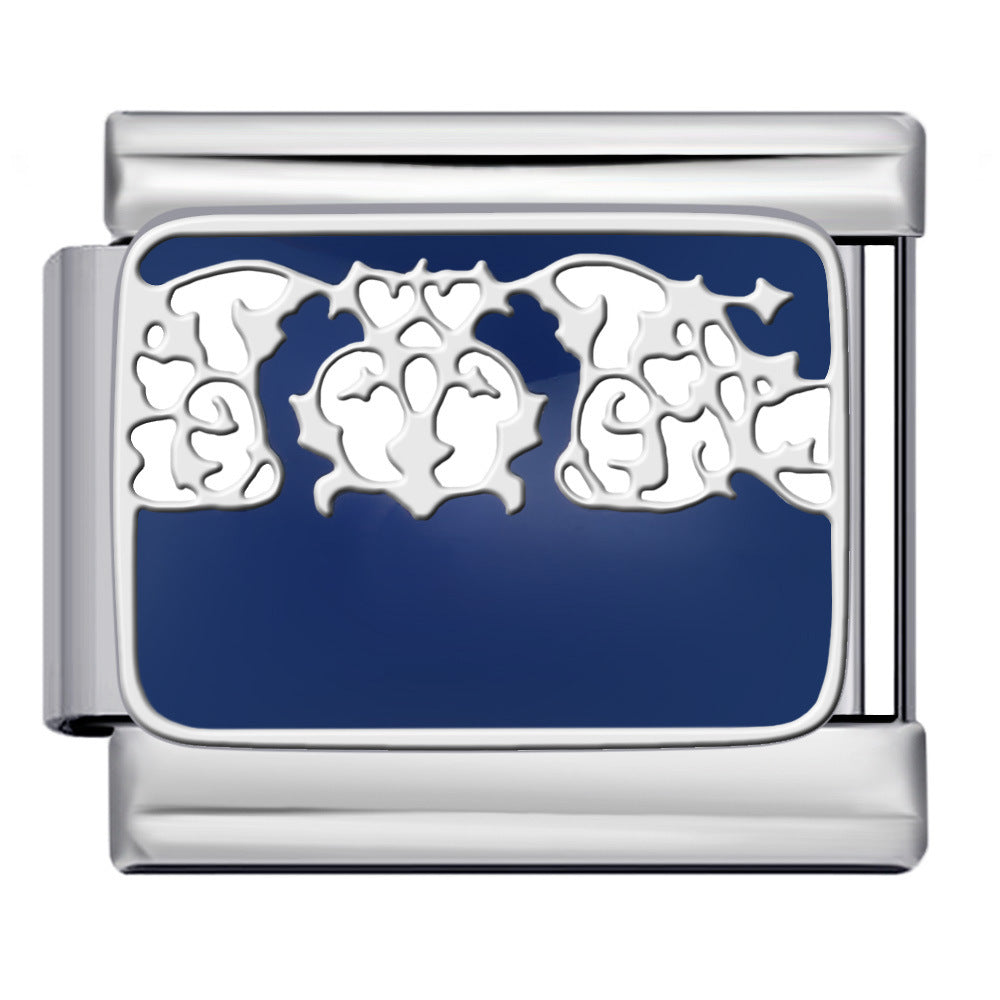 New DIY Italian Module Bracelet Titanium Steel Drip Oil Welding Pattern Strap Chain Fashion Splicing Strap Chain