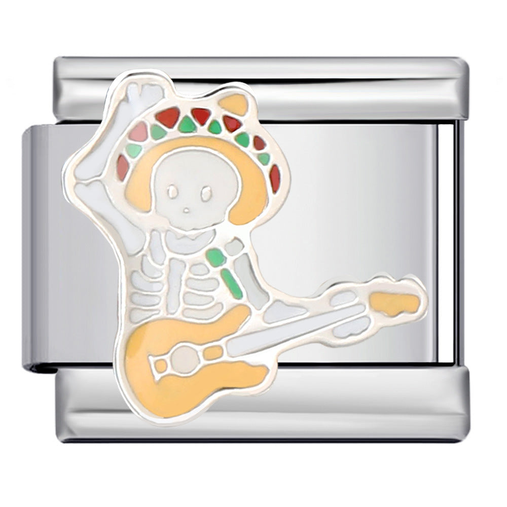 Cross Border Halloween Italian Module Bracelet Gothic Titanium Steel Welding Drip Oil DIY Bracelet