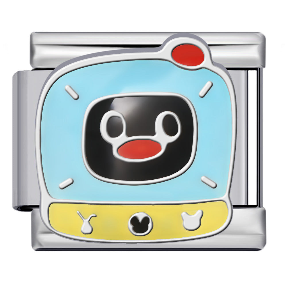 New Cartoon Animation Gold-plated Oil Drop DIY Italian Module Bracelet with Personalized Welding Pattern Stainless Steel Bracelet