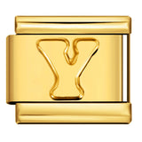 Golden Concave Letter Series Italian Module Bracelet Titanium Steel Stamping DIY Elastic Splicing Bracelet Accessories