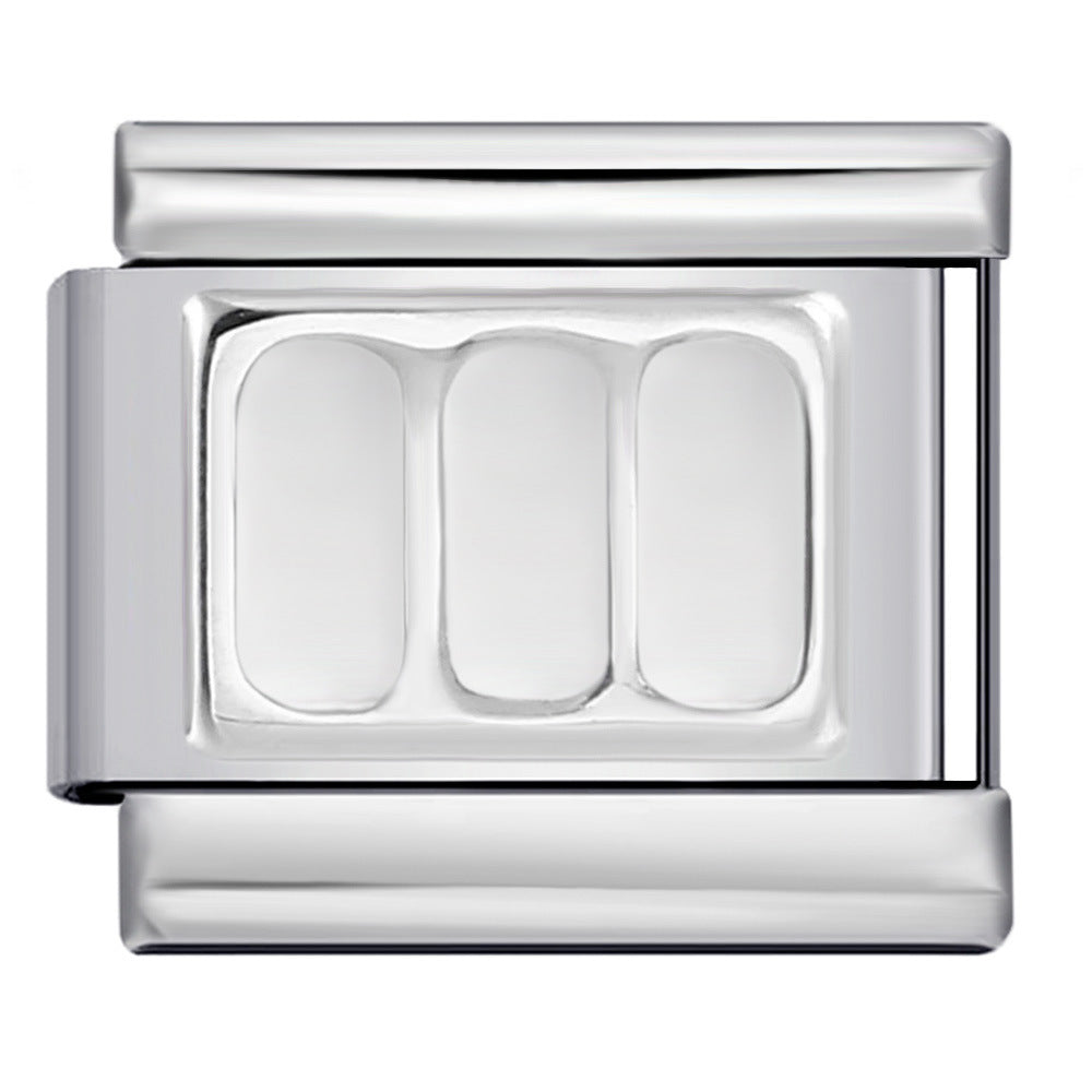 New Titanium Steel Pentagram Eye Italian Module Bracelet Stamped Pattern Drip Oil DIY Elastic Strap Chain