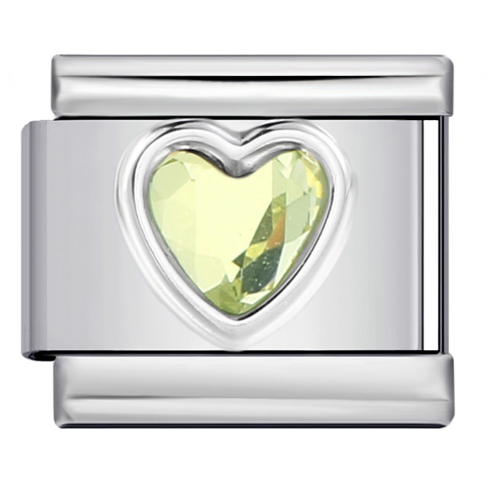 New Love Micro Inlaid Gemstone Italian Module Bracelet Stainless Steel Stamped Crystal Elastic Wristband Accessory