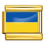 Gold Base World Flag Photo Resin Italian Charm Bracelet DIY Stainless Steel Stretch Watch Band Wristband