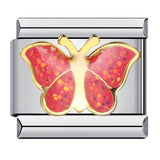 Colorful Butterfly Italian Module Bracelet Titanium Steel Welding Pattern Drip Oil DIY Bracelet Italian Charm