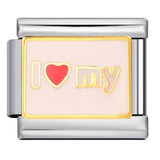 Cross Border Hot Selling Heart English Pattern Wristband Titanium Steel Welded Gold-plated Drip Oil DIY Italian Module Bracelet