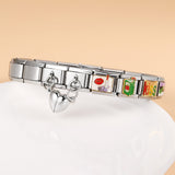 Magnetic Suction Heart-shaped Double Pendant Bracelet Accessory Titanium Steel DIY Free Splicing Italian Module Bracelet