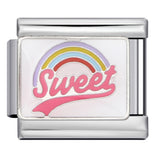 Colorful English Italian Module Bracelet Stainless Steel Welding Drip Oil DIY Jewelry Primary School Children's Gift