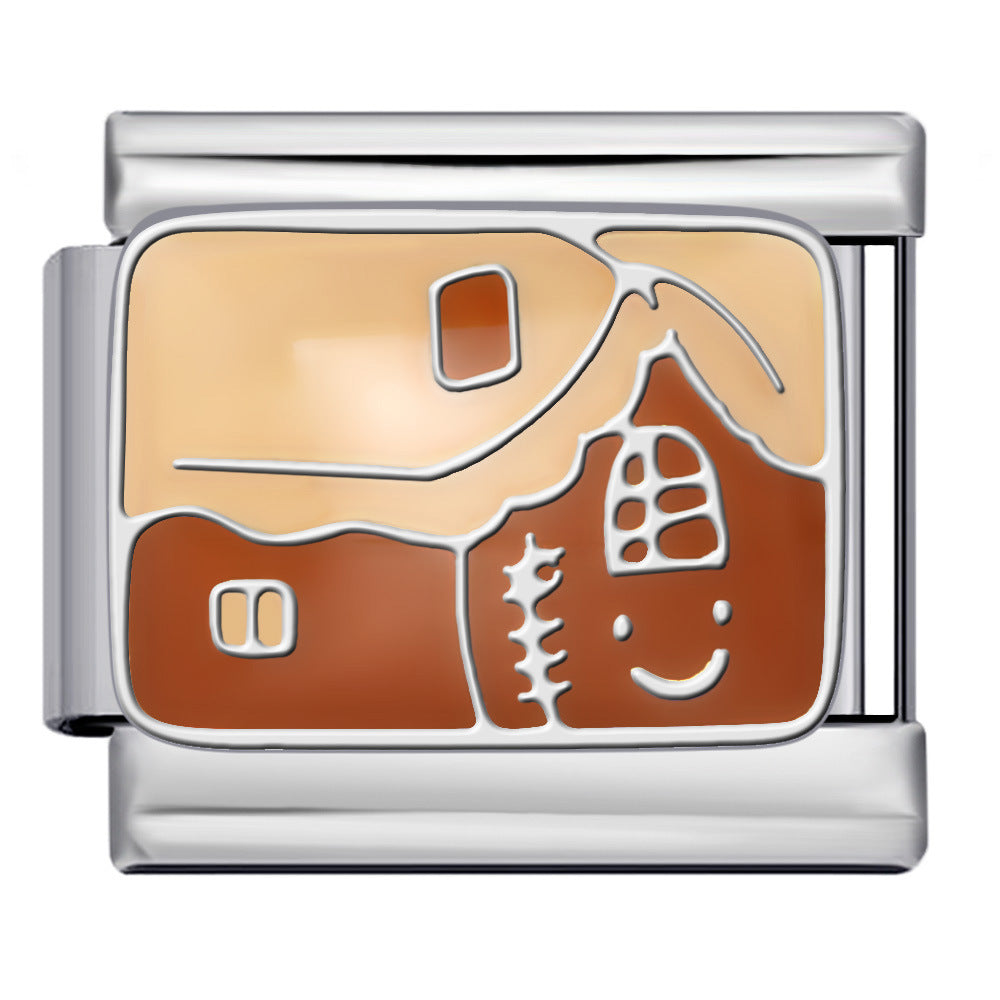 New Stainless Steel Welding Drip Oil DIY Bracelet Italian Module Bracelet Colorful Pattern Personalized Splicing Bracelet