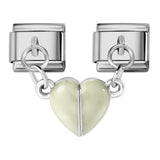 Luminous Magnetic Heart Shaped Italian Module Bracelet Stainless Steel Double Hook DIY Free Splicing Bracelet