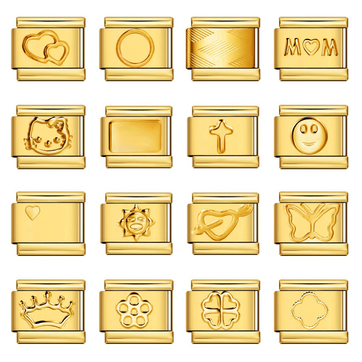 Italian Module Bracelet Titanium Steel All Gold Stamping Pattern DIY Italian Charm Bracelet