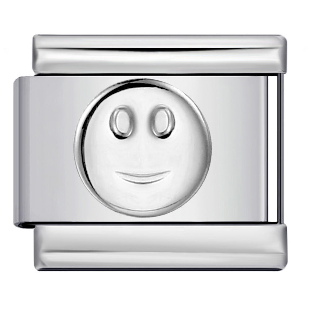 Titanium Steel Convex Silver Stamped DIY Italian Charm Bracelet with Unique Patterns