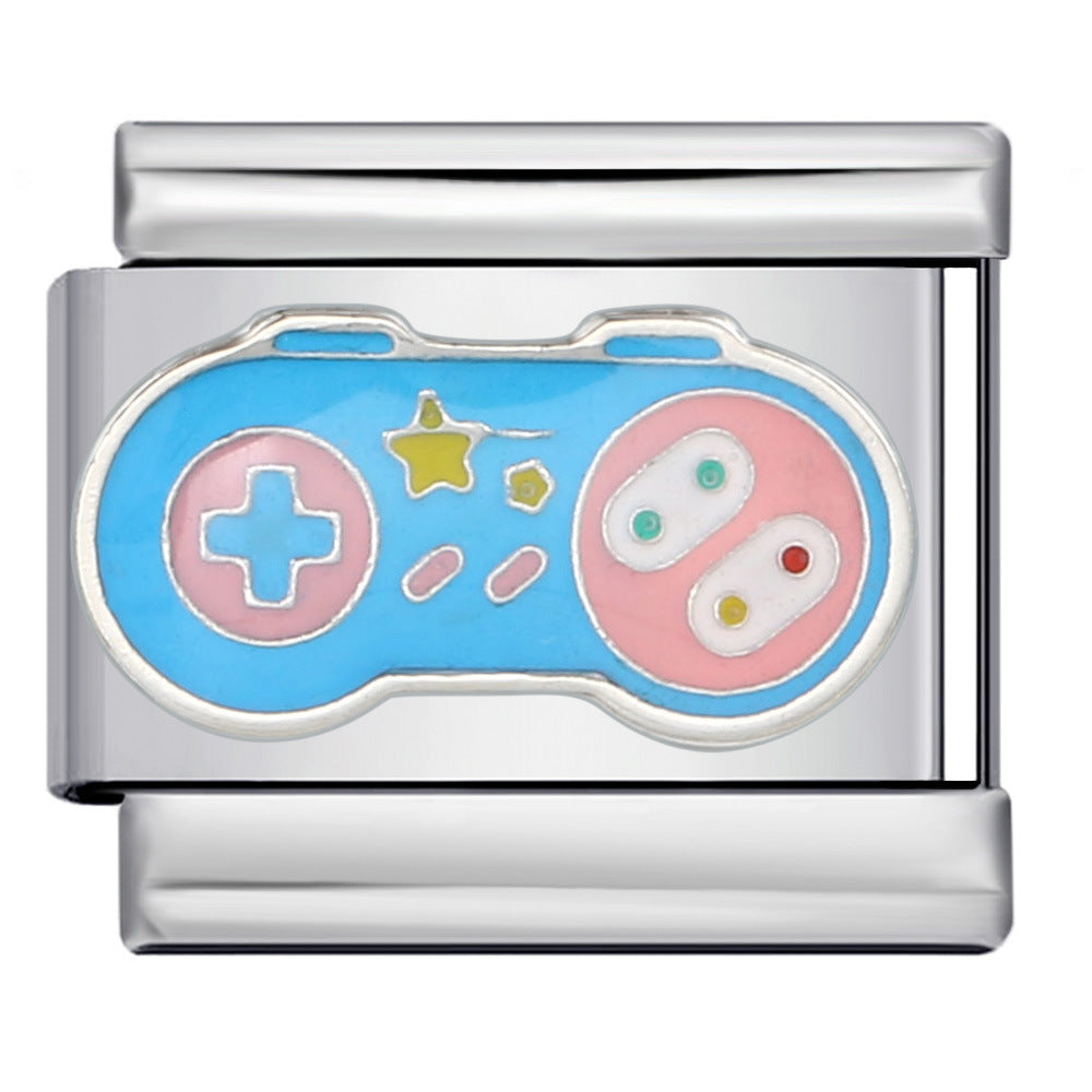 Music Hobby Series Stainless Steel Italian Module Bracelet Titanium Steel Welded Pattern DIY Bangle Wholesale