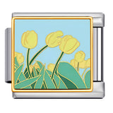 Square Flower Italian Module Bracelet Titanium Steel Welding Drip Oil Pattern DIY Strap Chain Accessories Wholesale