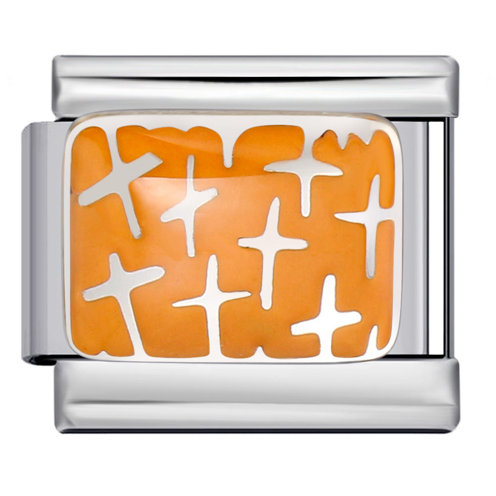 Personalized Pattern Italian Module Bracelet Stainless Steel Welding Drip Oil Cartoon DIY Elastic Splicing Bracelet