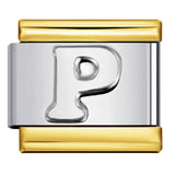 Fashion Gold Cover Silver Concave English Letter Bracelet Titanium Steel Non Dripping Oil DIY Italian Module Bracelet Wholesale