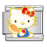 Cute Cartoon Cat Titanium Steel Welded Drip Bracelet DIY Italian Modular Charm Friendship Gift for Besties