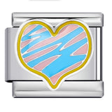 Colorful Drip Oil Love Element Italian Module Bracelet Welding Pattern DIY Elastic Splicing Stainless Steel Bracelet